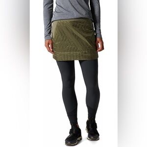 MOUNTAIN HARDWEAR Trekkin Insulated Mini‎ Skirt Stone Green Quilted XS Outdoor